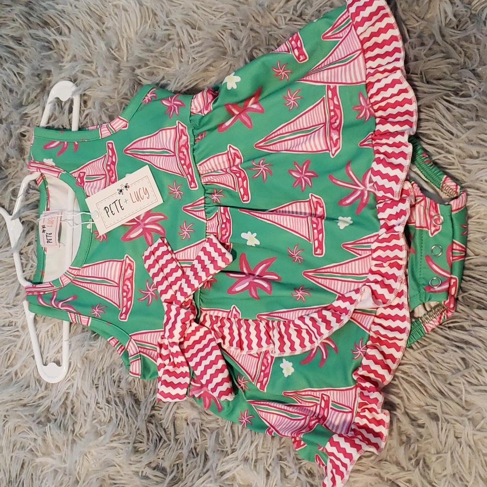 Pete and Lucy Sailboat romper 18 To 24 Months Nwt